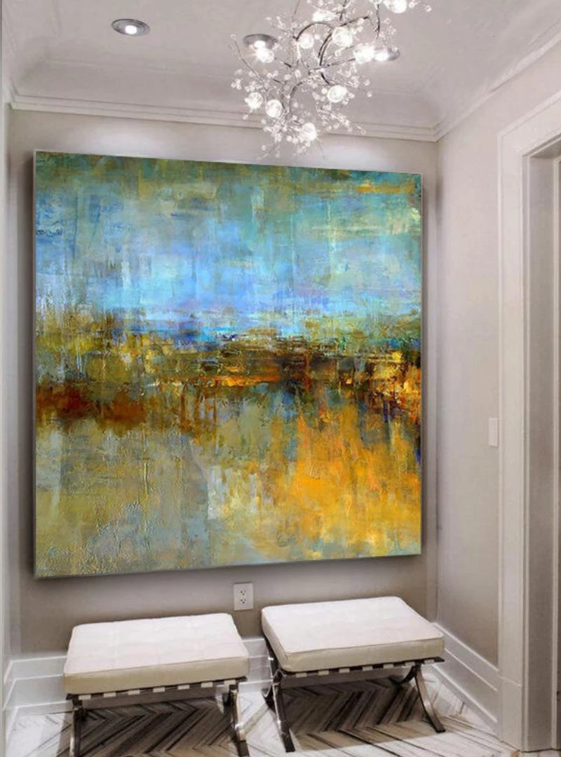 Texture Landscape Wall Art Pic, 100% Hand Painted, Modern Abstract Oil Painting, On Canvas for Living Room, Home Decor, No Frame